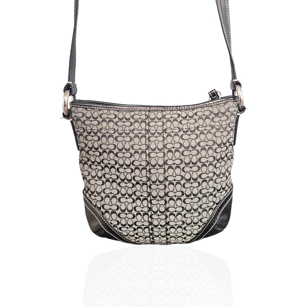 Authentic Coach Women's Black Signature Jacquard Adjustable Strap Crossbody Bag